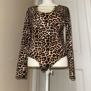Leopard Print Long Sleeve Bodysuit